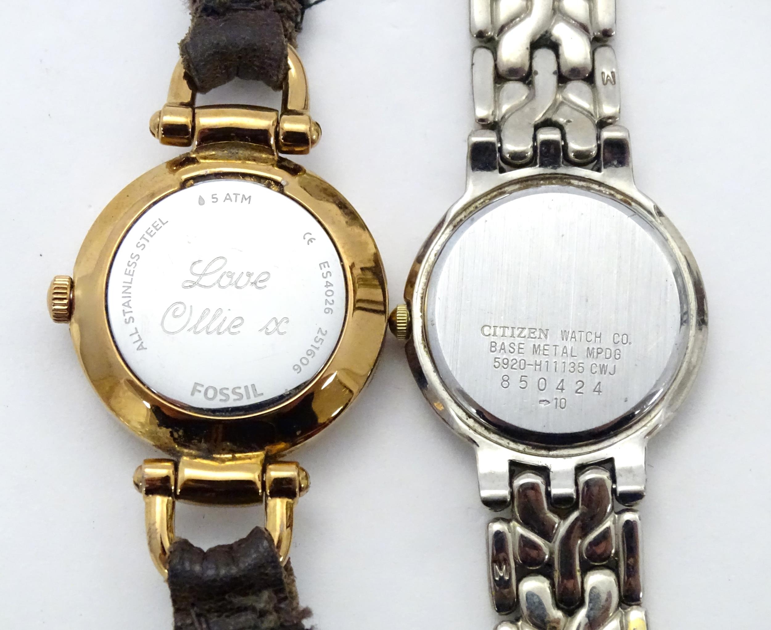 A quantity of quartz movement wrist watches to include two by Citizen, one by Fossil, and a fob - Image 30 of 32