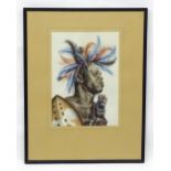 J. P. Ludu (1925-1965), Ugandan School, Watercolour, A portrait of an African tribal warrior. Signed