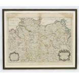Map: An 18thC engraved map with later hand colouring depicting Northern Germany, titled Le Cercle De