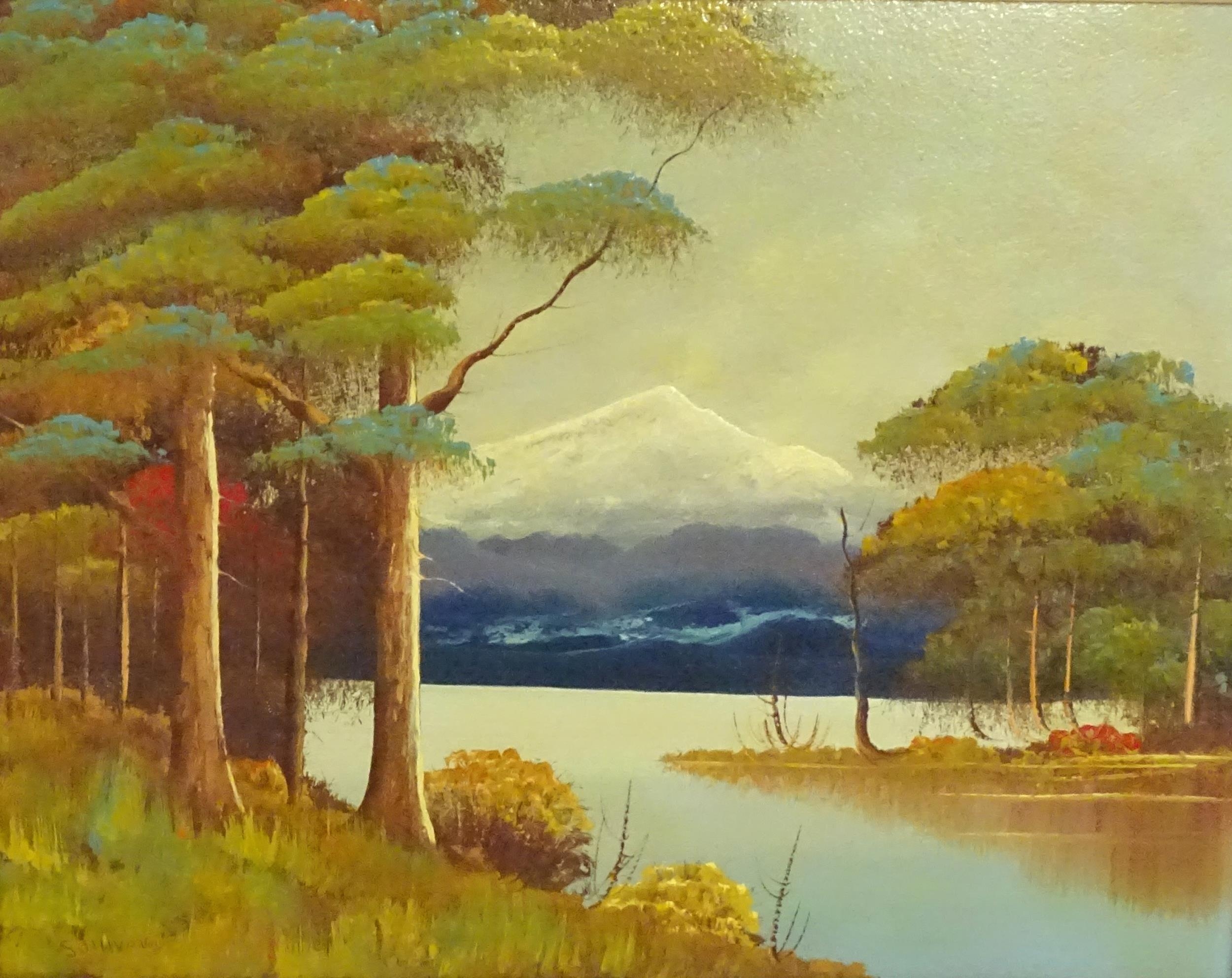 Sullivan, 20th century, American School, Oil on board, A pair of Japanese style lake landscapes with - Image 4 of 5