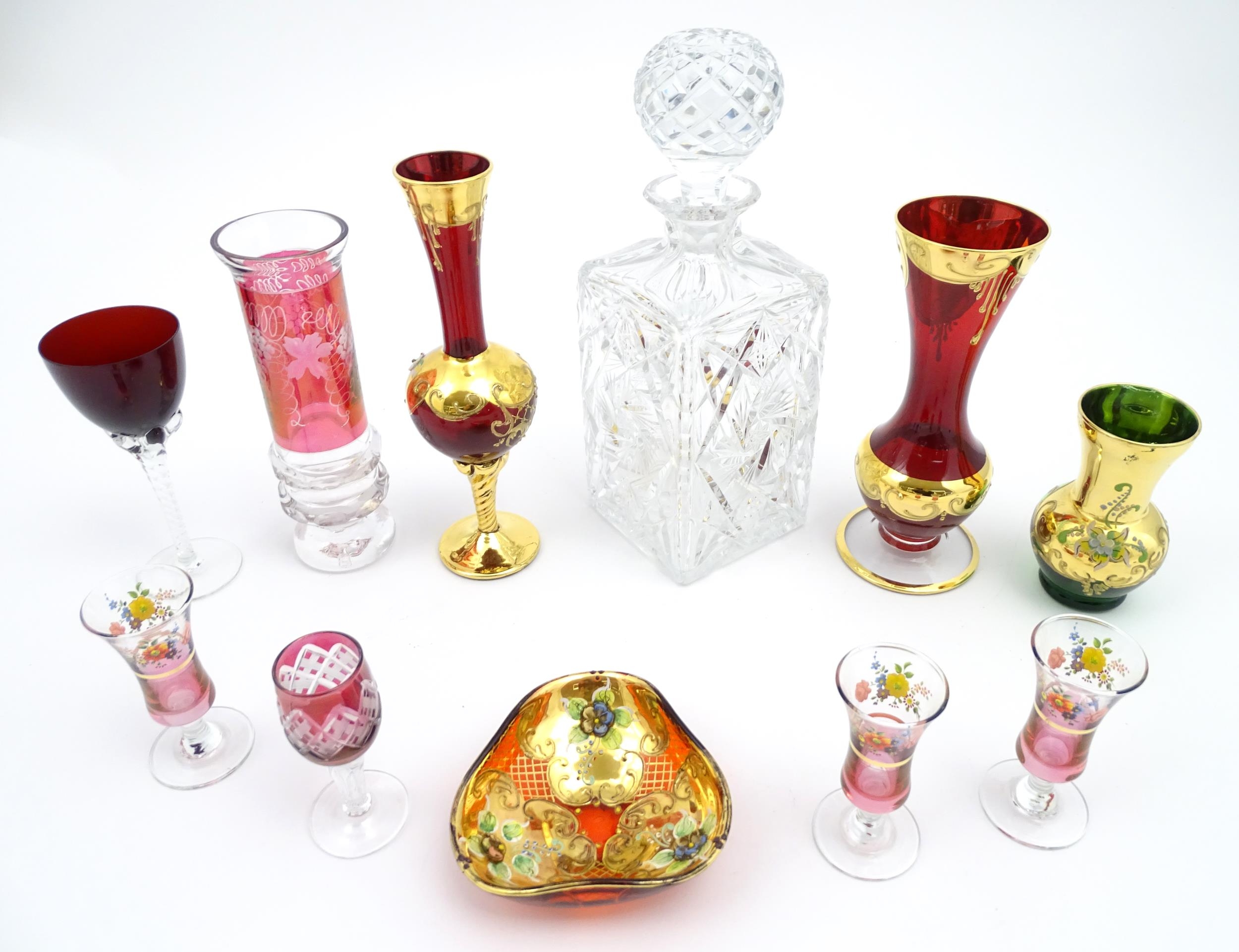 A quantity of assorted glassware to include a cut crystal decanter together with various items of - Image 3 of 8