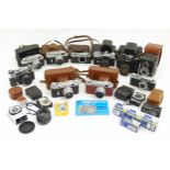 A quantity of 20thC Russian / Soviet cameras and equipment to include a Zorki-4 camera, a Fed-5