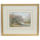 S. Hull, 20th century, Watercolour, The Mill House. Signed lower left. Approx. 6 3/4" x 9 3/4"