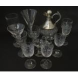 A quantity of assorted 19thC and later drinking glasses together with a jug approx 6 1/2" high .(14)