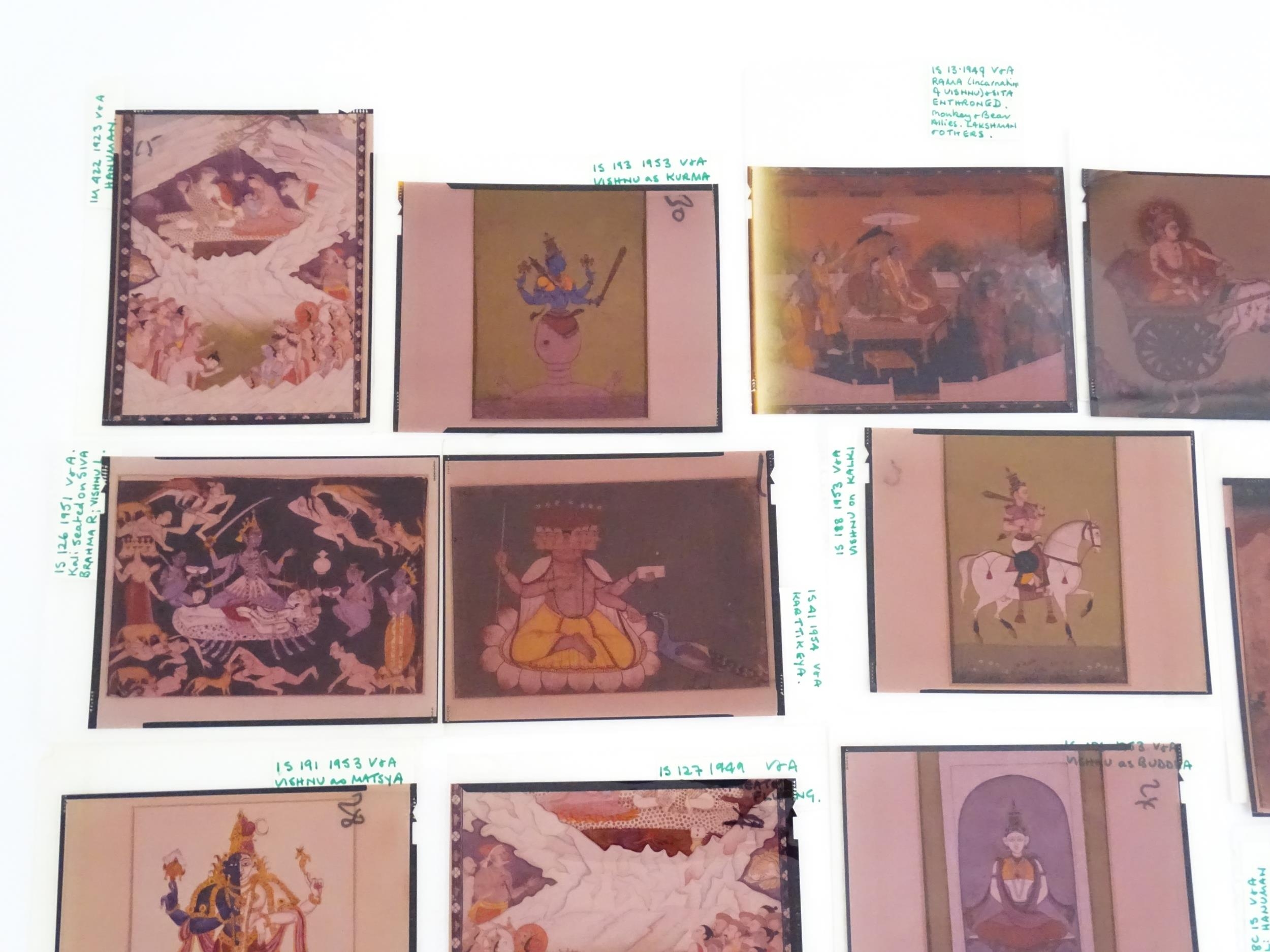 A quantity of 20thC colour acetate slides depicting Indian deities, to include Hanuman, Vishnu as - Image 3 of 8