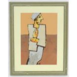 20th century, Oil on card, An abstract Cubist style portrait of a woman. Signed with monogram AF