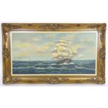 H. C. Hermans, 20th century, Marine School, Oil on canvas, A clipper ship under full sail. Signed