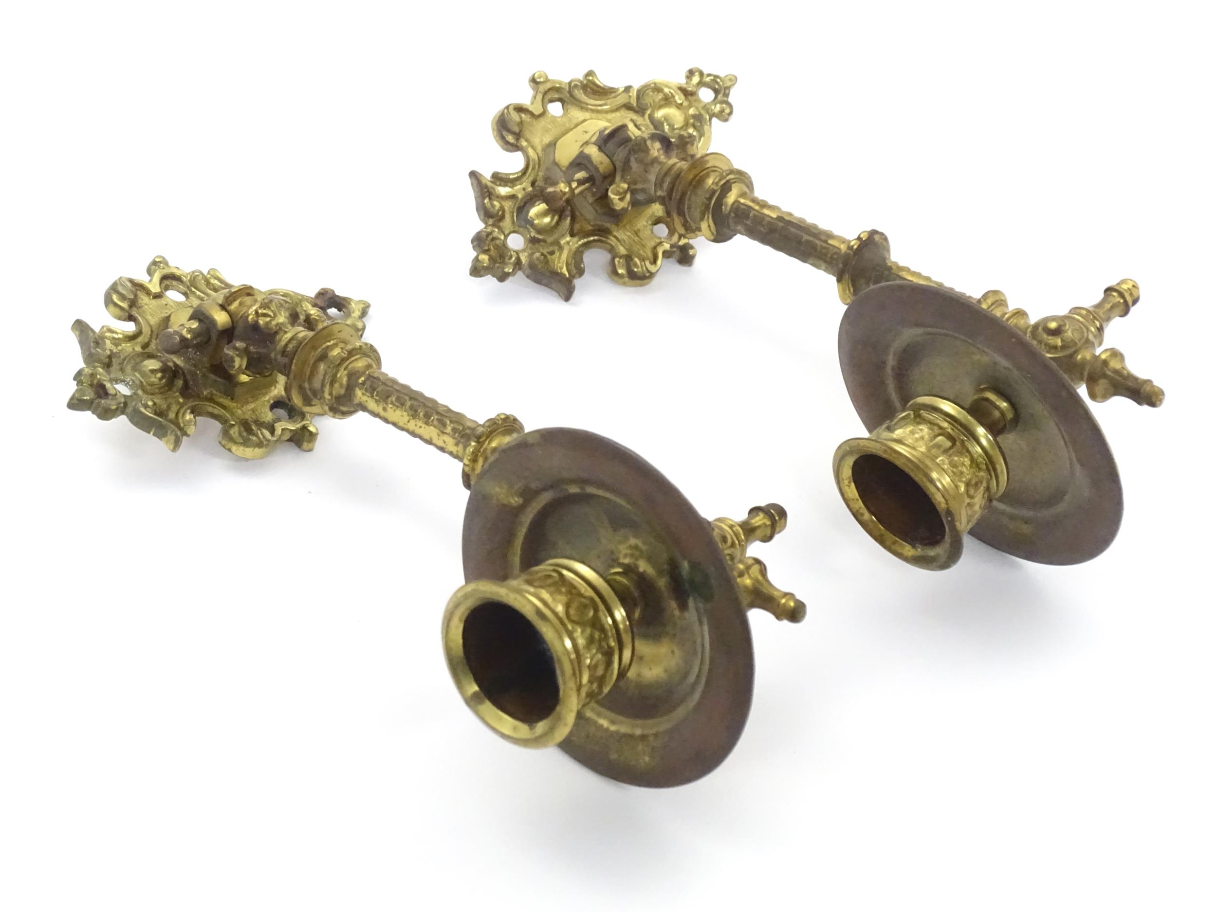 A pair of Victorian brass piano sconces, each with adjustable arms, protruding approx 7 1/4" (2) - Image 4 of 4