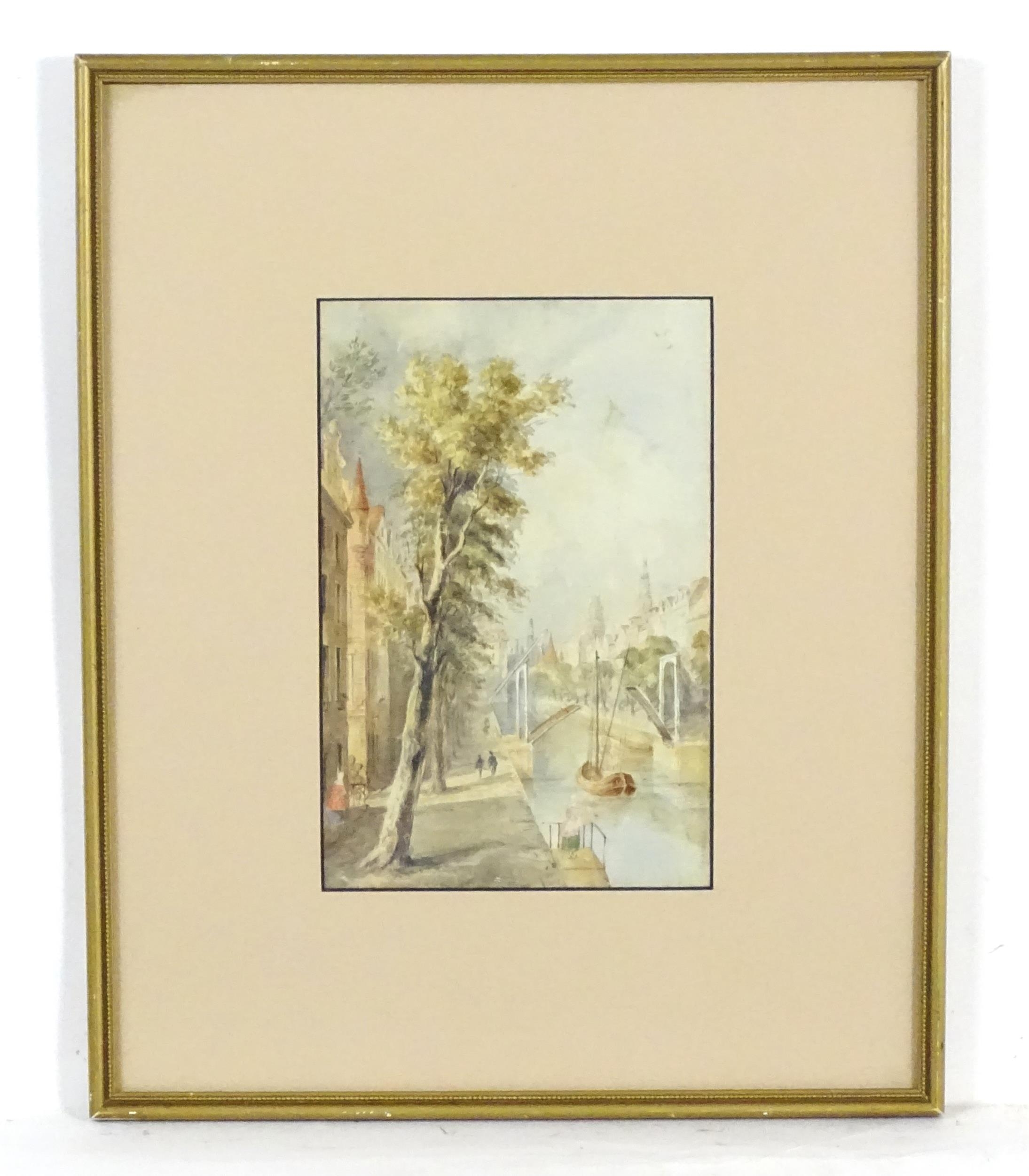 Manner of Samuel Austin (1796-1834), Late 19th / early 20th century, Watercolour, An Amsterdam canal