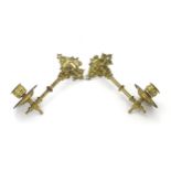 A pair of Victorian brass piano sconces, each with adjustable arms, protruding approx 7 1/4" (2)