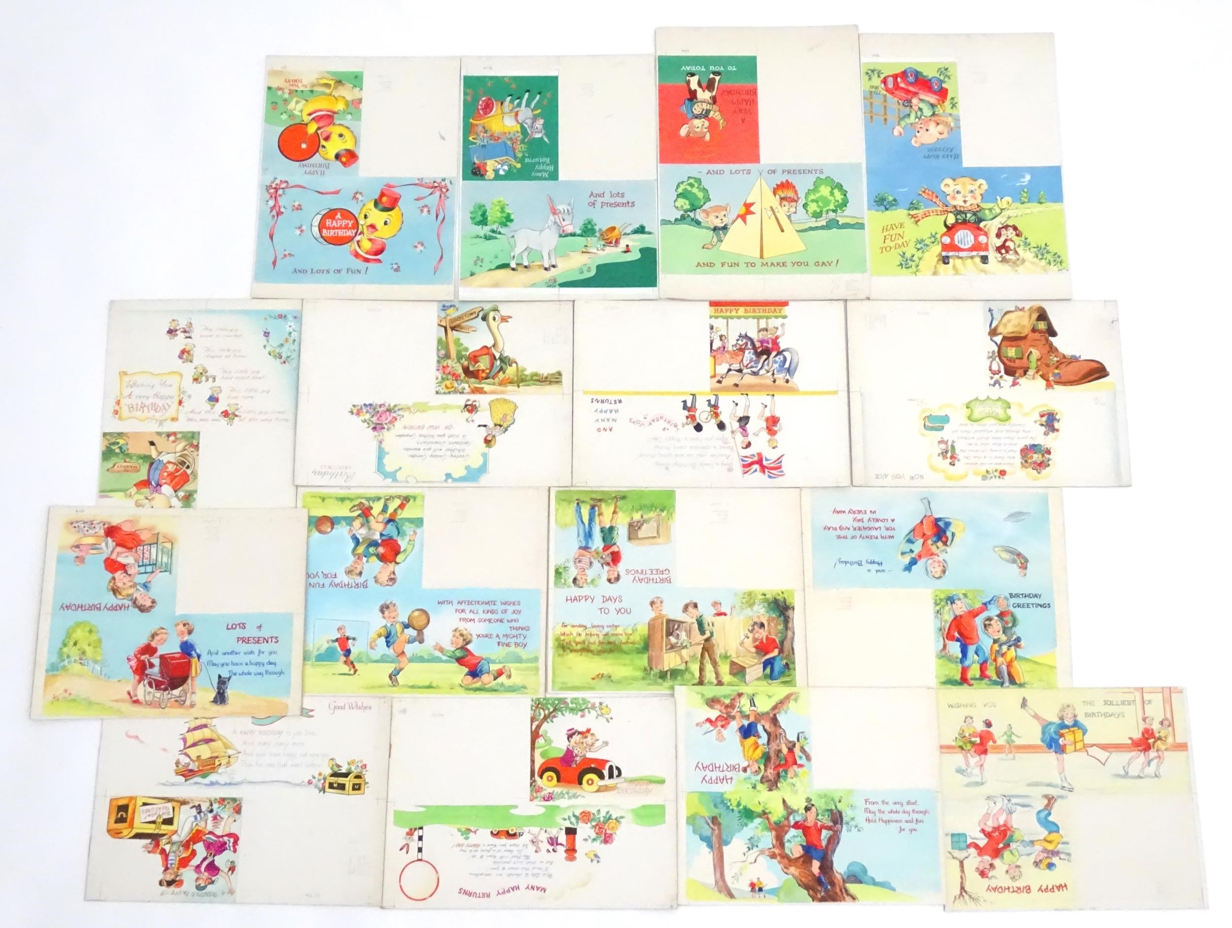 A large quantity of assorted 20th century watercolour, gouache and ink cartoon greeting card / - Image 15 of 23