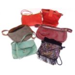 Vintage fashion / clothing: 6 assorted handbags to include a green leather Fendi handbag and a