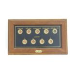 An early 20thC butlers / servants bell board with verre eglomise glass display with nine indicators.