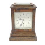 A 19thC mantel / library clock with silvered dial signed W. F. Steel, Rochester Row, Westminster.