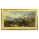 19th century, Scottish School, Oil on canvas, A Scottish Highland landscape with a figure wearing