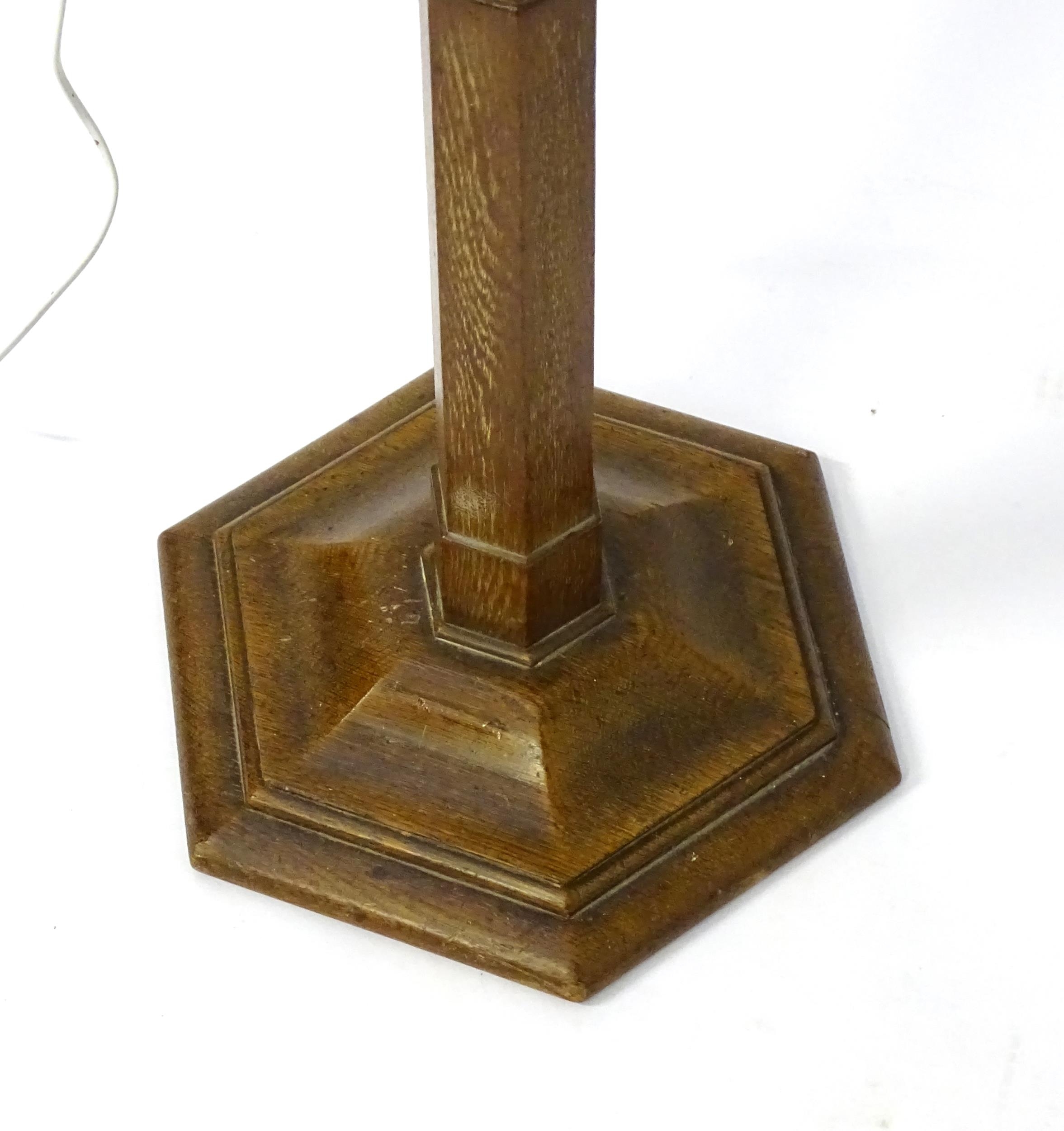 An Art Deco standard oil lamp attributed to Heal's of London, converted to electricity, the limed - Image 2 of 11
