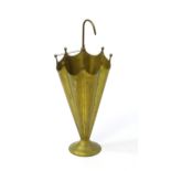 A 20thC brass stick stand in the form of an umbrella, having repousse style hammered decoration, a