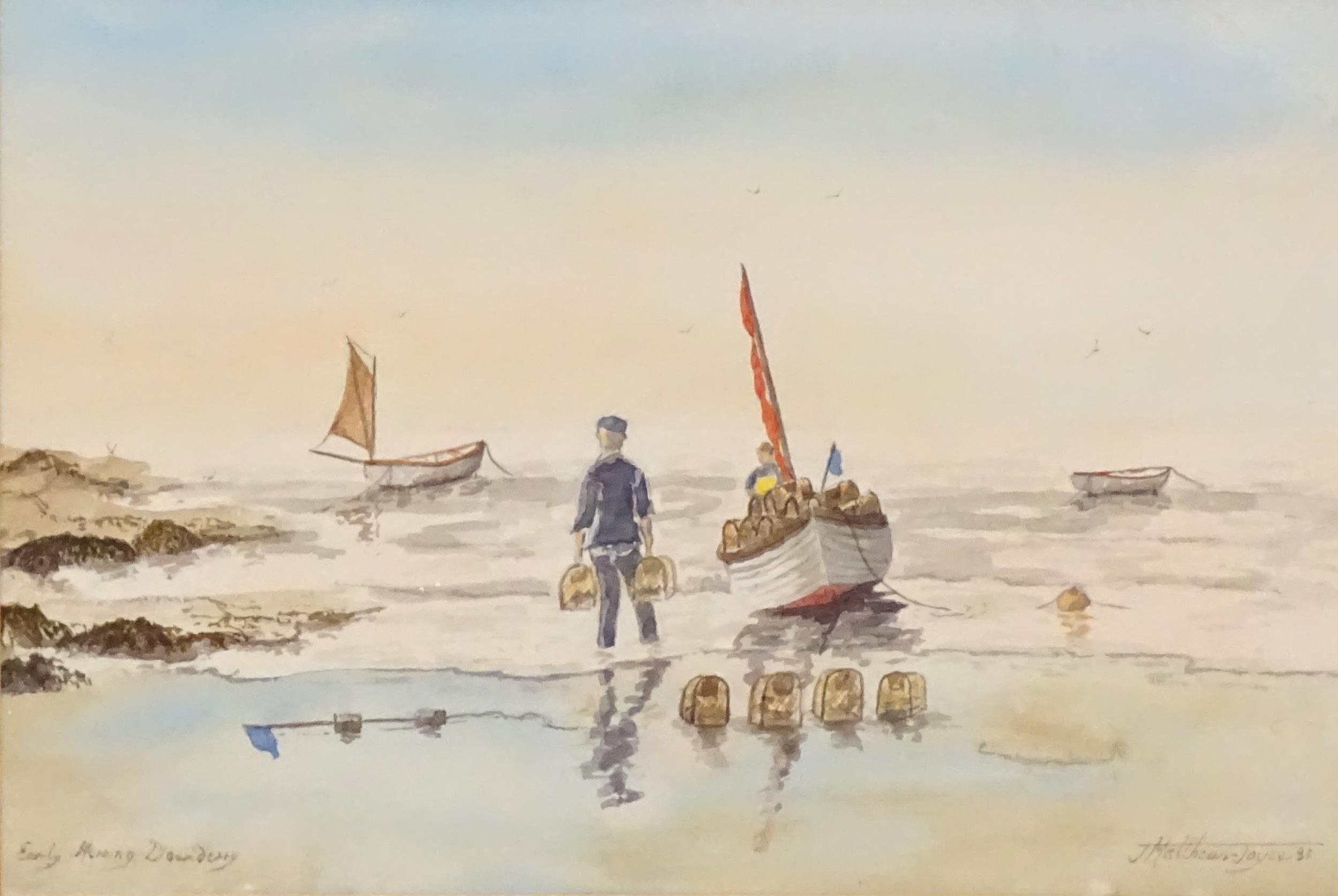 19th / 20th century, Four assorted watercolours comprising a beach scene with children playing on - Image 6 of 10