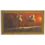 M. Siddiq, 20th century, Oil on board, Two camels with Arab riders. Signed lower left. Approx. 17
