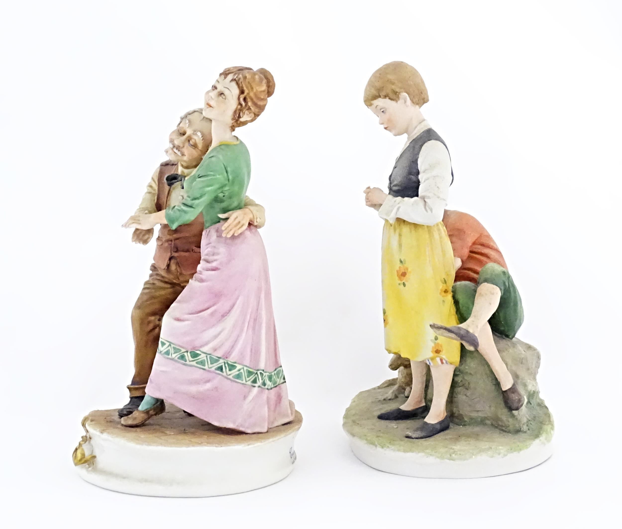 Two Capodimonte figure groups, one depicting two children and a sheep, designed by Redaelli, the - Image 5 of 9