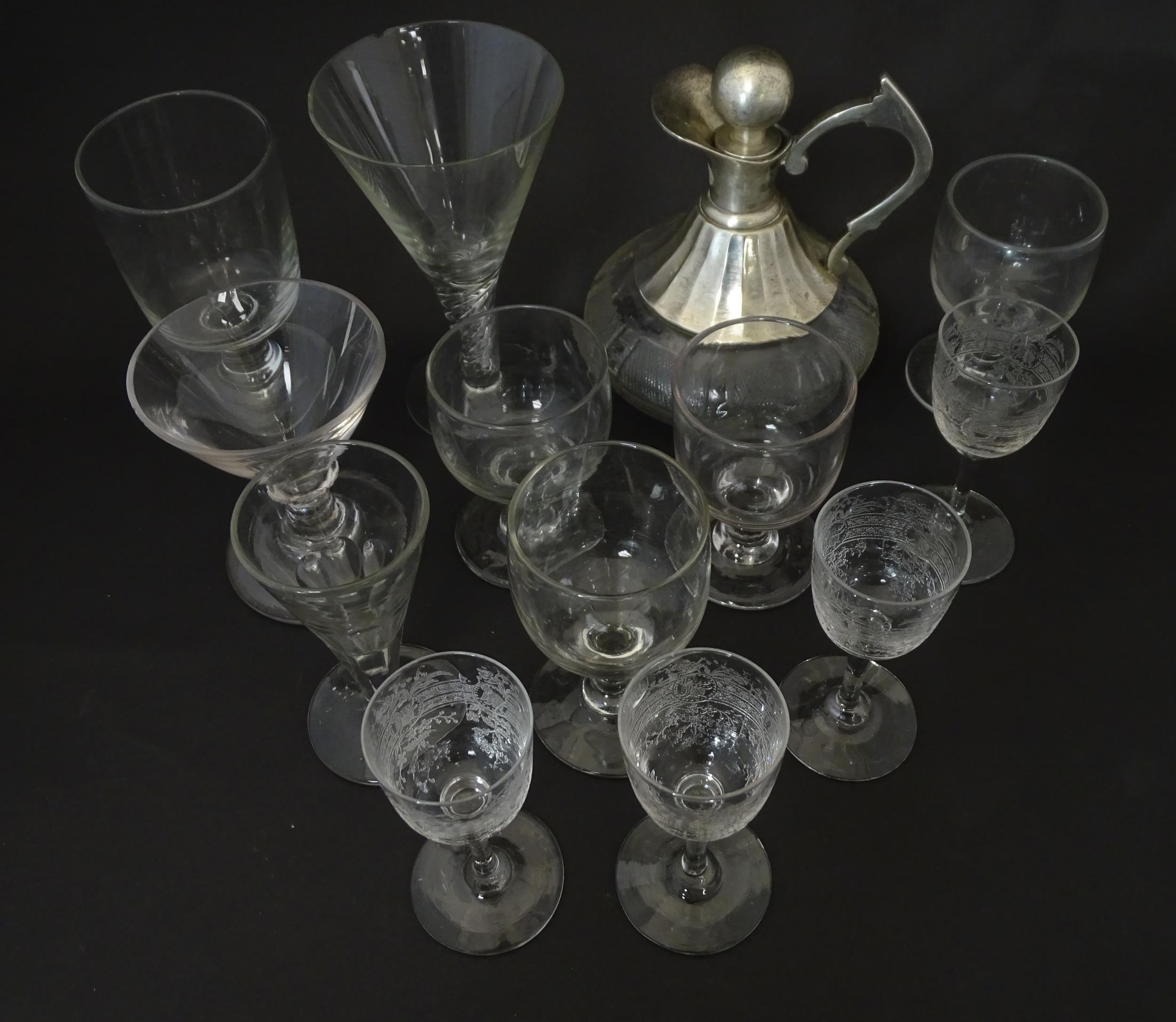 A quantity of assorted 19thC and later drinking glasses together with a jug approx 6 1/2" high .(14) - Image 3 of 5