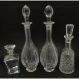 Four 19thC and later glass decanters and stoppers. Largest approx. 18 1/2" high (4) Please Note - we