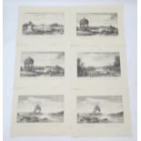 Stowe Gardens, Buckinghamshire: A quantity of prints after Jacques Rigaud and Bernard Baron to