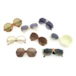 Vintage fashion / clothing: 8 Pairs of retro sunglasses to include a cased folding pair (8) Please