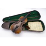 Musical Instrument: a late 19thC / early 20thC German violin, of flamed maple and boxwood
