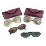 Vintage fashion / clothing: 4 pairs of sunglasses comprising a black and white pair of sunglasses