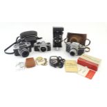 A quantity of 20thC cameras and equipment to include an Ihagee Exakta II and an Ihagee EXA 1a