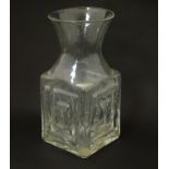 A clear glass vase with Greek key pattern designed by Frank Thrower for Dartington . Approx 9 1/4"