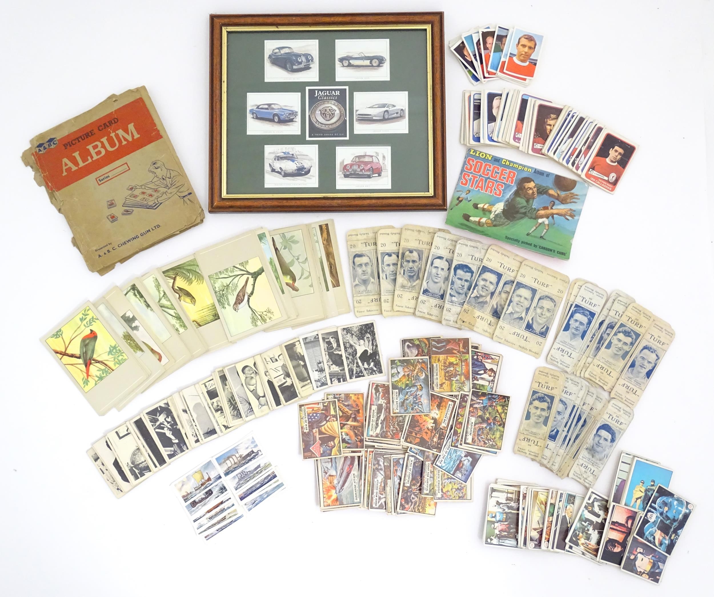 A quantity of cigarette cards and post cards etc, comprising an A. & B. C. Chewing Gum Flags of