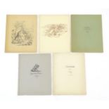 Books: Five author's proof hand bound books by Richard Ziegler with illustrations and German text.