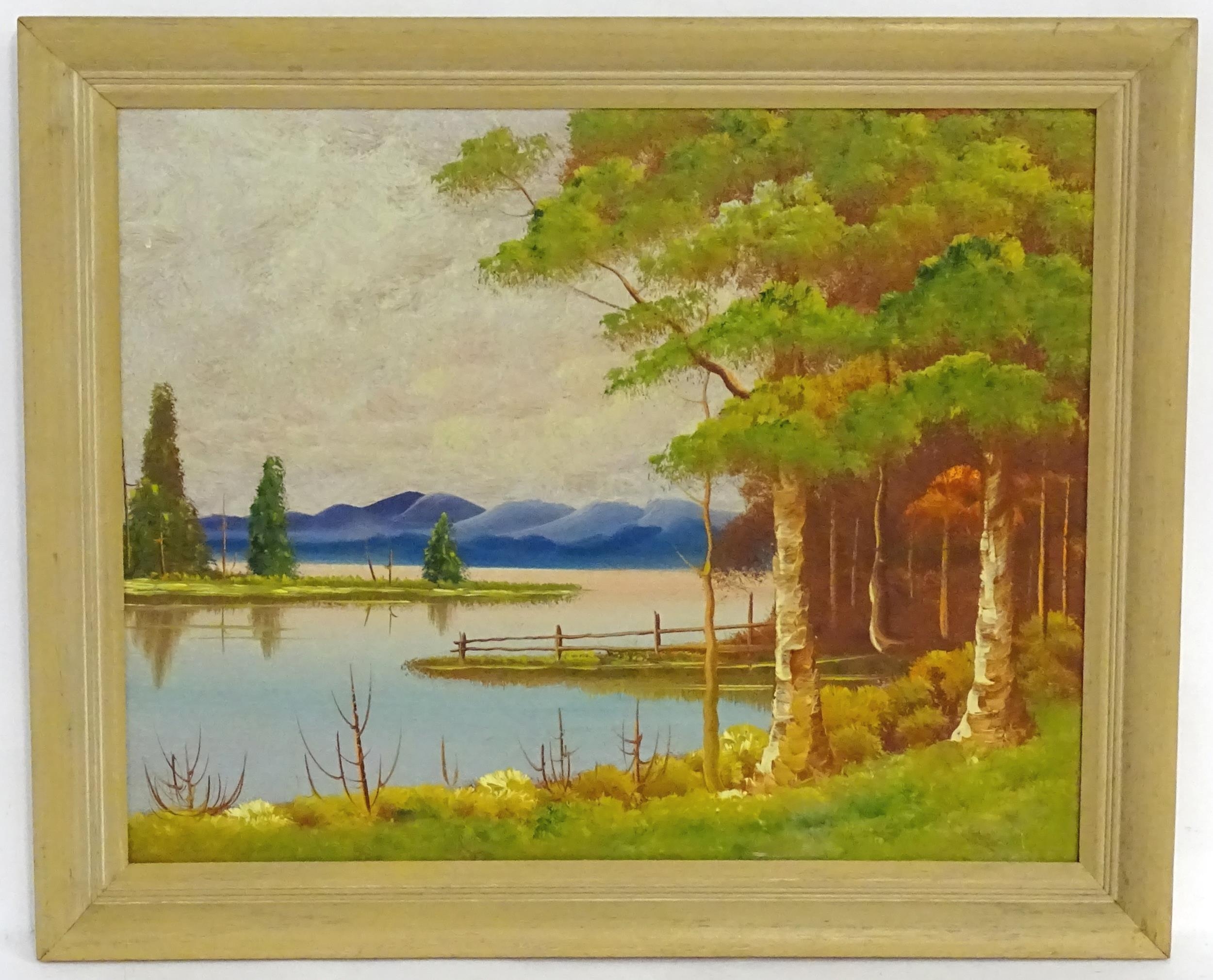 Sullivan, 20th century, American School, Oil on board, A pair of Japanese style lake landscapes with - Image 3 of 5