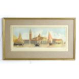 Delpin, 20th century, Colour aquatint, San Giorgio Maggiore, Venice. Signed and numbered 63 / 550 in