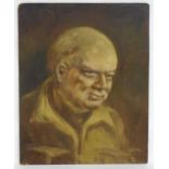 Austen, 20th century, Oil on board, A portrait of Winston Churchill. Signed lower right. Approx. 21"