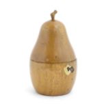 A treen tea caddy of pear form. Approx. 7 1/4" high Please Note - we do not make reference to the