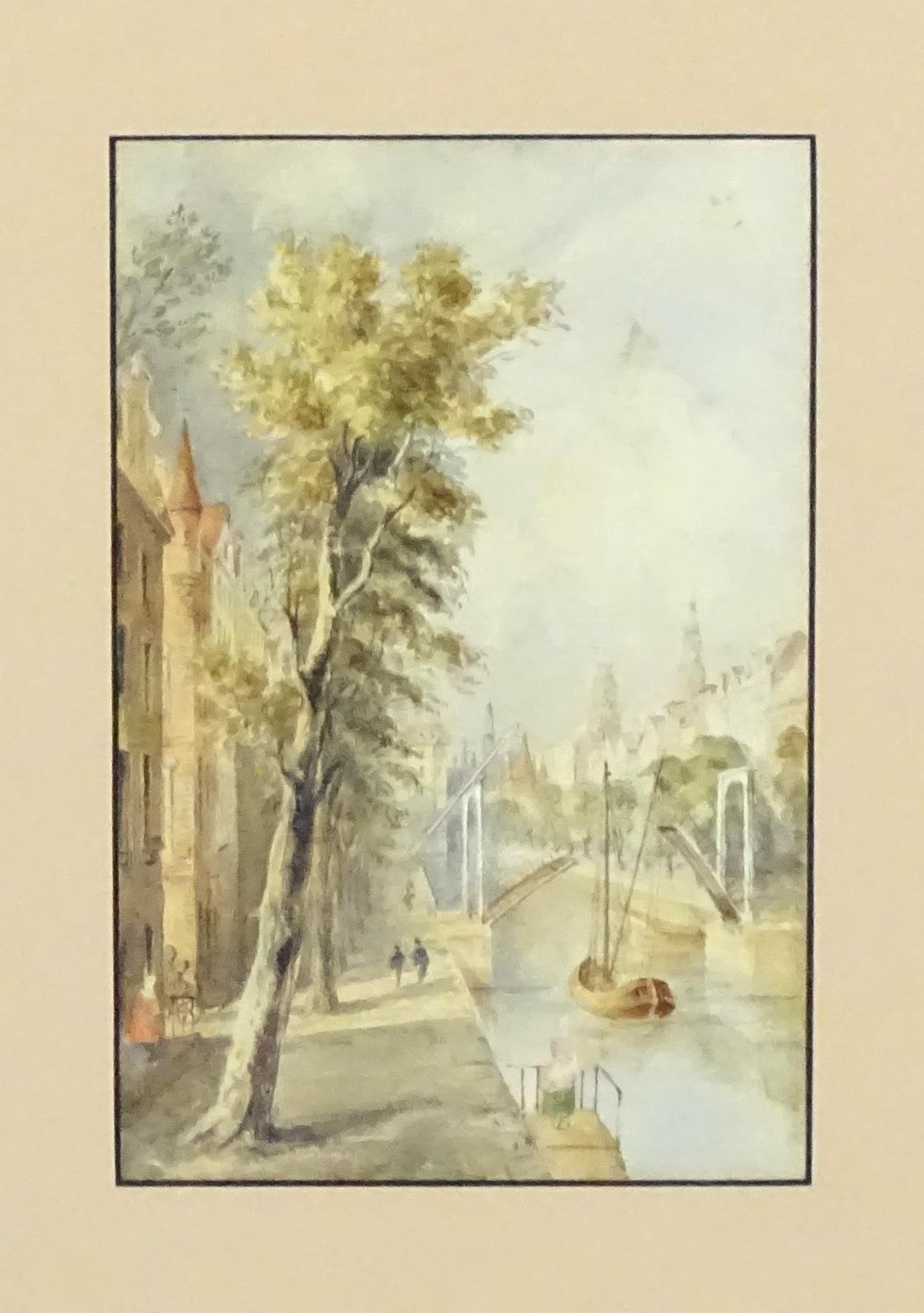 Manner of Samuel Austin (1796-1834), Late 19th / early 20th century, Watercolour, An Amsterdam canal - Image 3 of 3