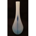 A large Art glass vase, the white glass with blue detail . Approx 20" high Please Note - we do not
