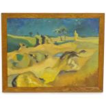 20th century, African School, Oil on board, Mombasa Quarry, Kenya, An abstract landscape with trees.