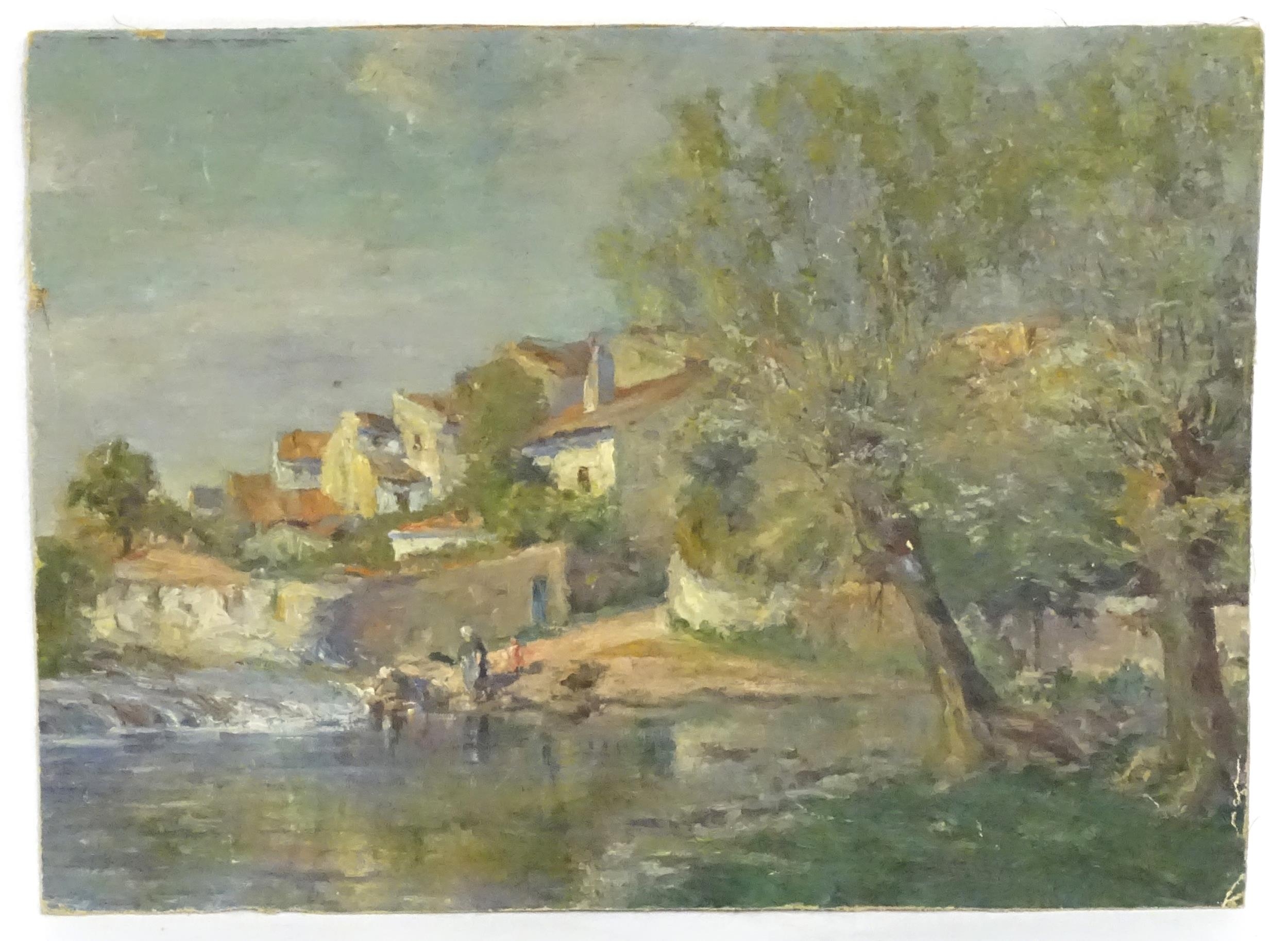 Manner of John Falconer Slater (1857-1937), 20th century, Oil on canvas laid on board, A river scene