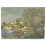 Manner of John Falconer Slater (1857-1937), 20th century, Oil on canvas laid on board, A river scene