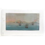 19th century, Neapolitan School, Gouache, The Bay of Naples with tall ships and sailing boats, and