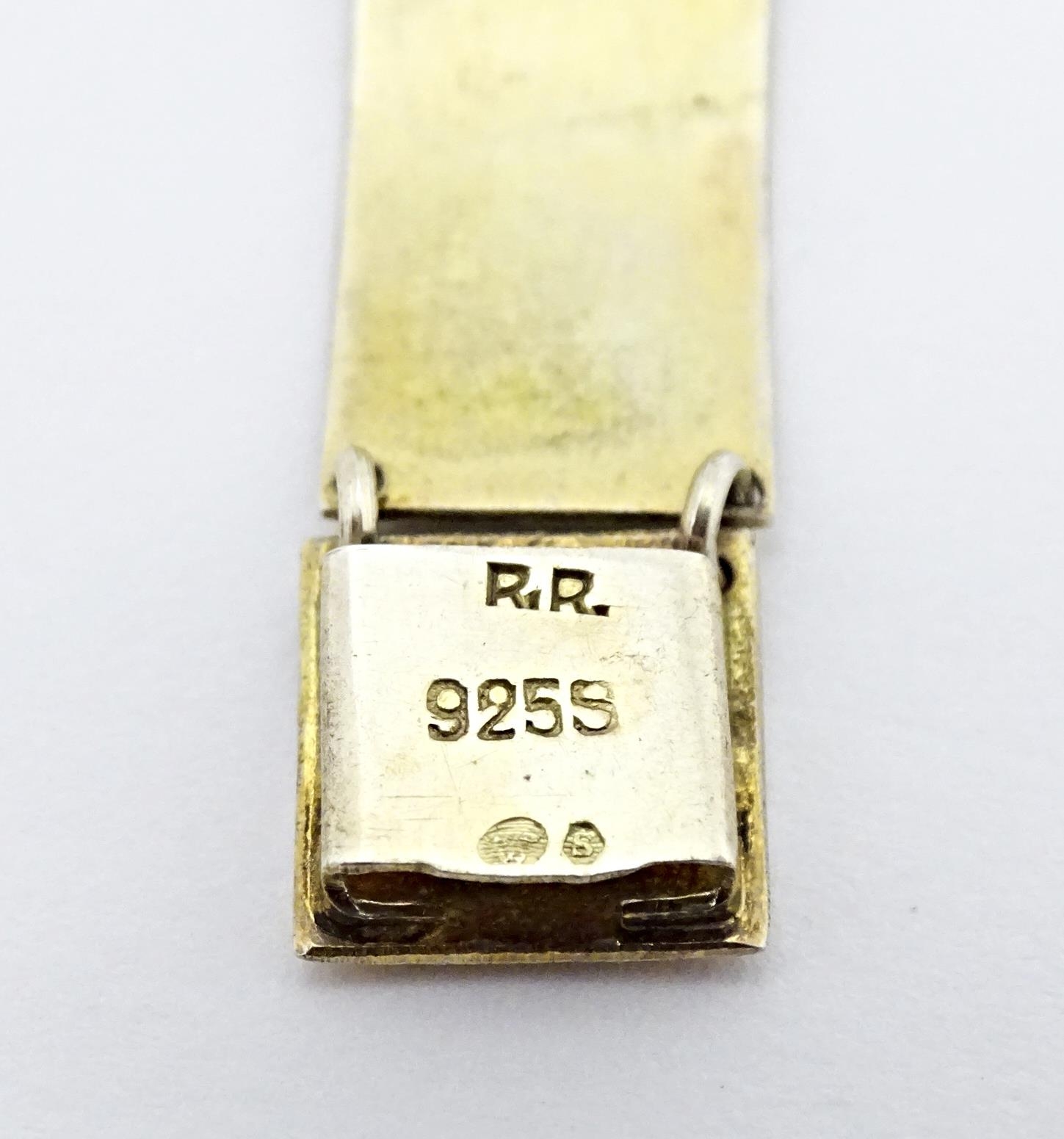 Scandinavian jewellery: A Swedish silver gilt bracelet with pale blue and black guilloche enamel - Image 6 of 7