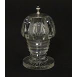 A Victorian cut glass pepperette with silver top hallmarked London 1851 Approx. 3 1/2" high Please