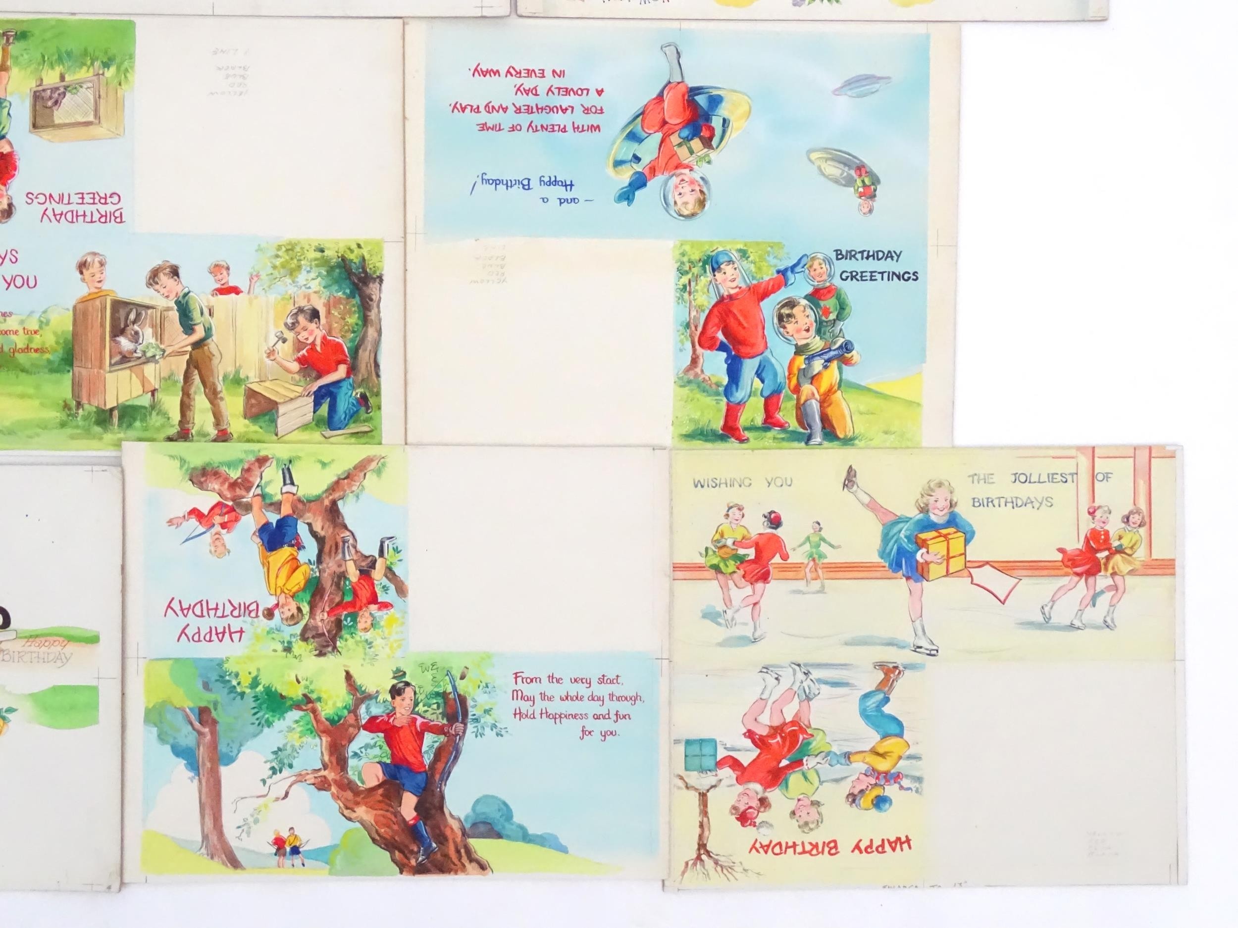 A large quantity of assorted 20th century watercolour, gouache and ink cartoon greeting card / - Image 22 of 23