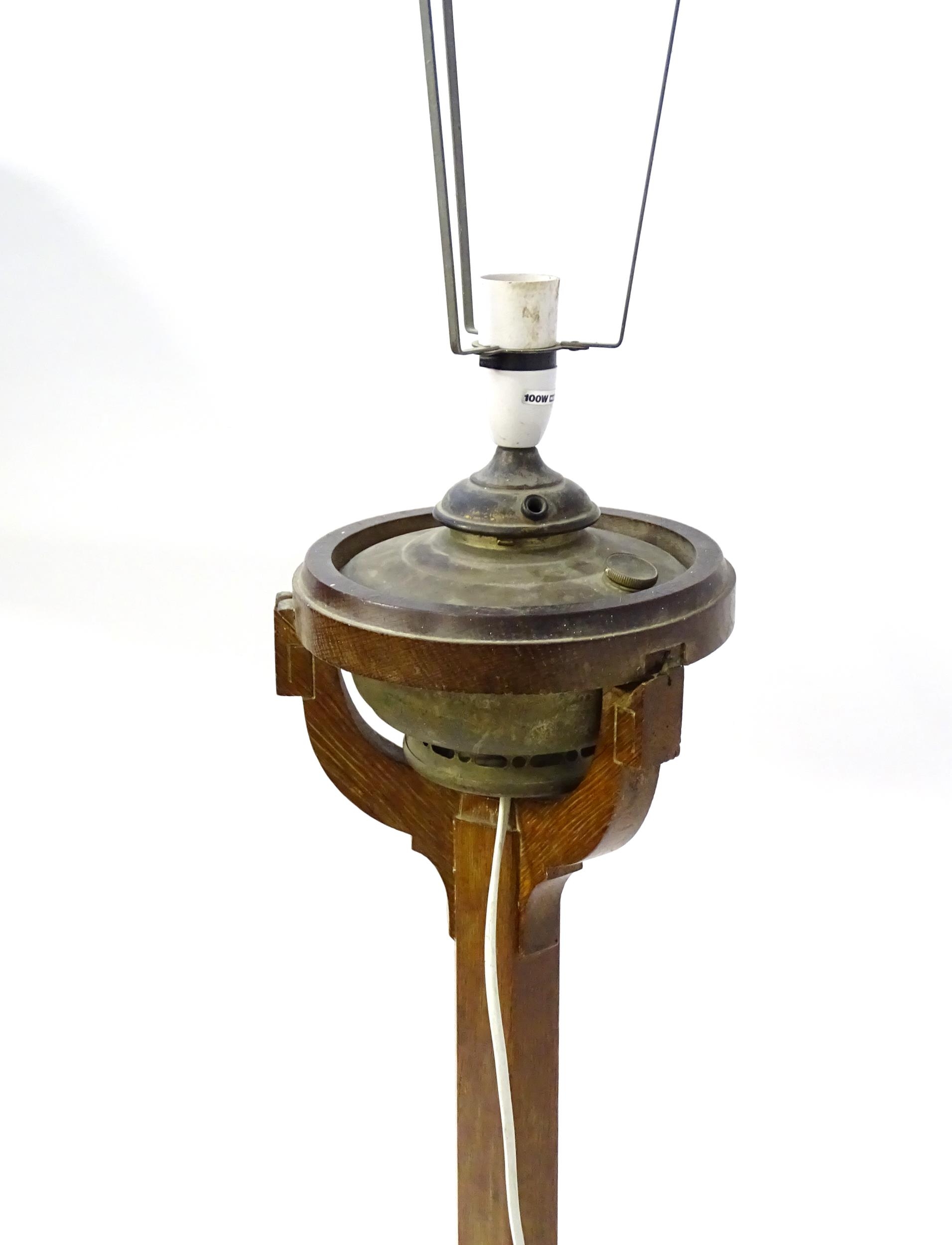 An Art Deco standard oil lamp attributed to Heal's of London, converted to electricity, the limed - Image 11 of 11