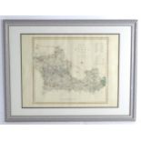 Map: A 19thC hand coloured engraved map titled A New Map of the County of BERKS (Berkshire)