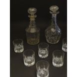 A Georgian three-ring decanter, together with a Victorian lead crystal decanter and a set of six